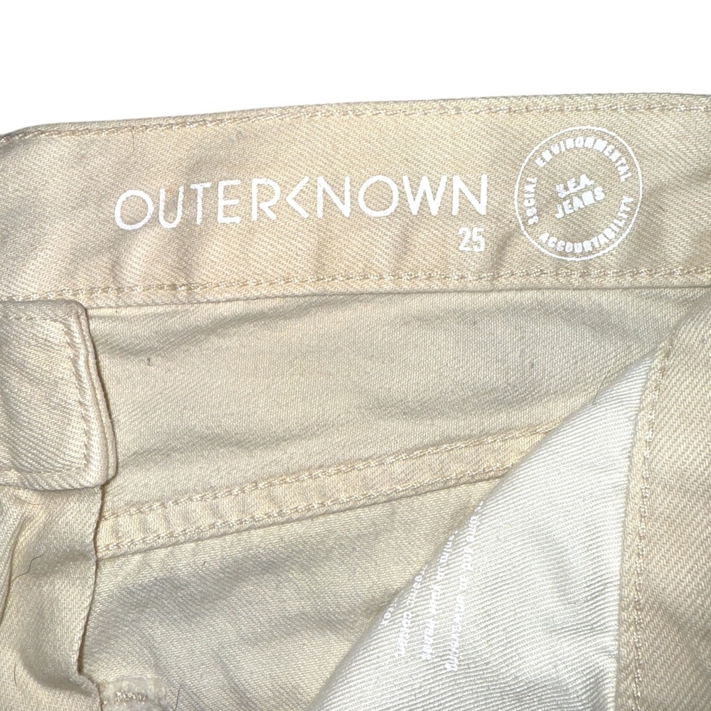 Women's Outerknown High Rise Straight Leg Jeans Sustainable Denim Ivory Size 25 - Picture 3 of 5